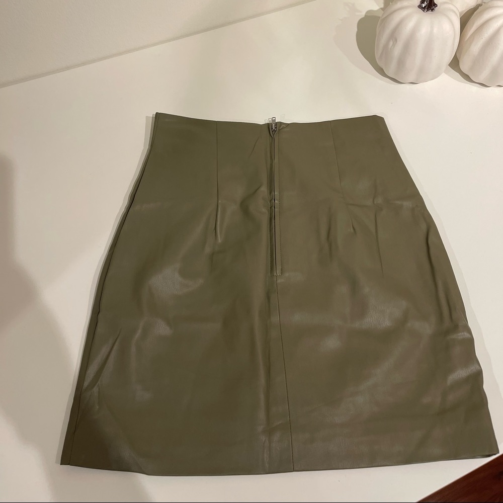 H&M Olive leather skirt